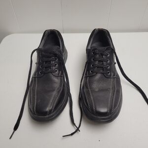 Clarks Men's Espace Lace-Up Oxford Shoes Black Oily Leather US Size 9.5